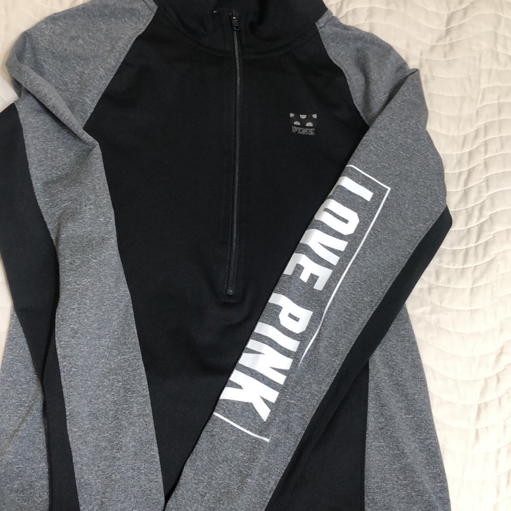 PINK Victoria's Secret Black and Gray Long Sleeve pullover.